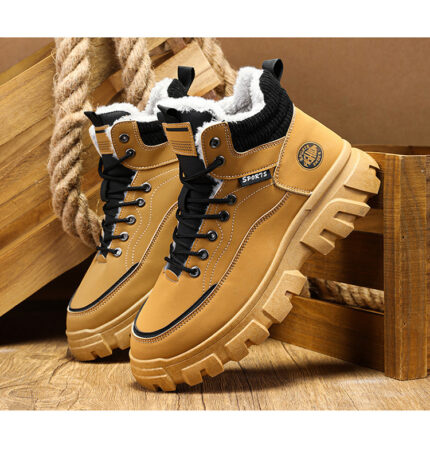Men's winter suede high top Martin boots men's workwear shoes trendy and versatile thick sole - Image 4