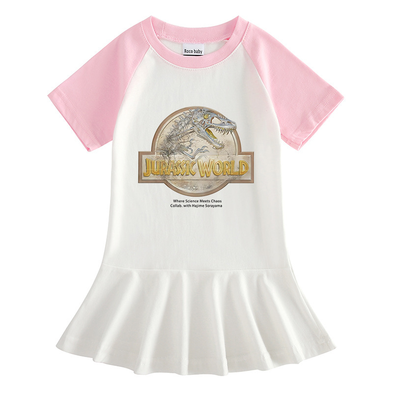 Children's cartoon half sleeved girls' dress
