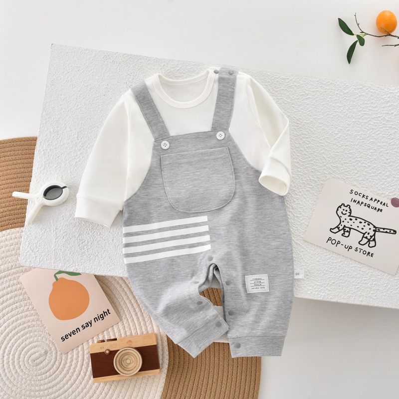 Baby Romper, Academic Style, Super Cute and Faux Two-Piece Casual Overalls Romper