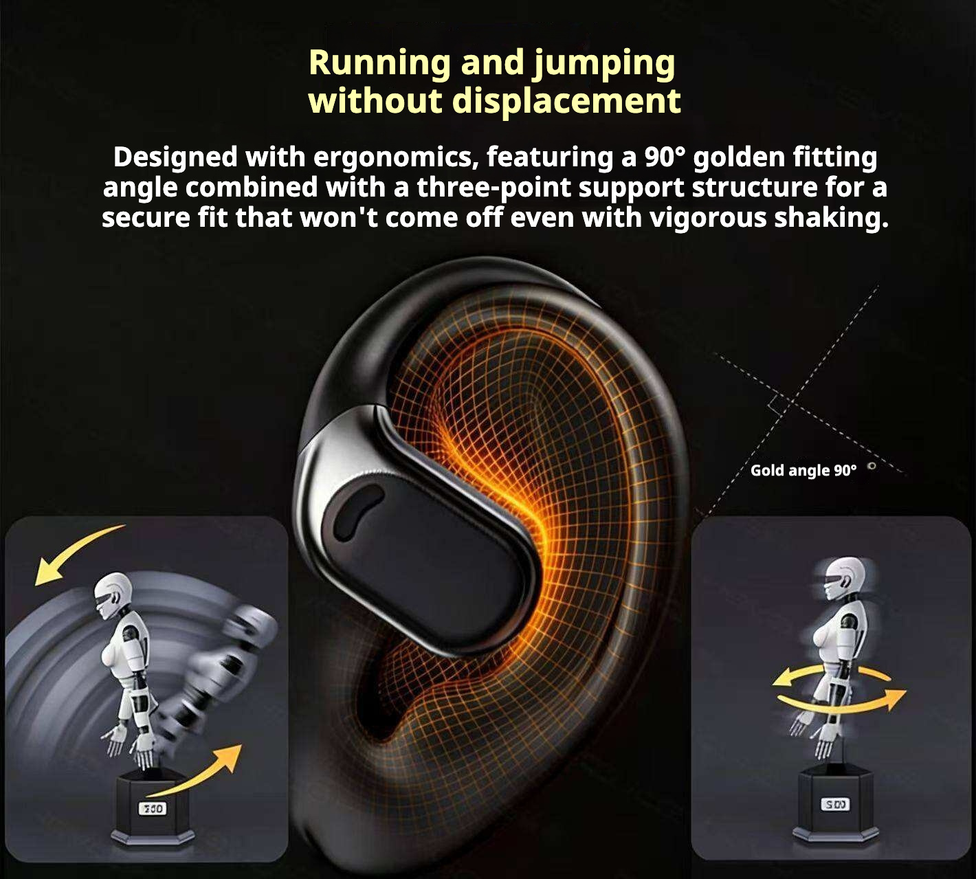 KP-214 New Model Wireless Bluetooth Ear Hook Headphones OWS Open Ear Design High Fidelity Audio Long Battery Life And Noise Cancellation - Image 3