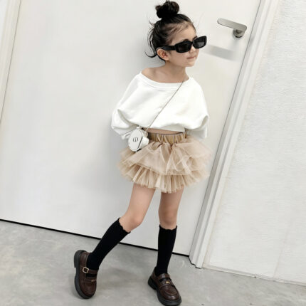 Girls' Velvet Skirt Pants, Children's Puffy Princess Dress - Image 5