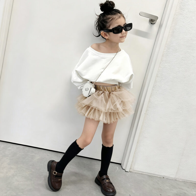 Girls' Velvet Skirt Pants, Children's Puffy Princess Dress
