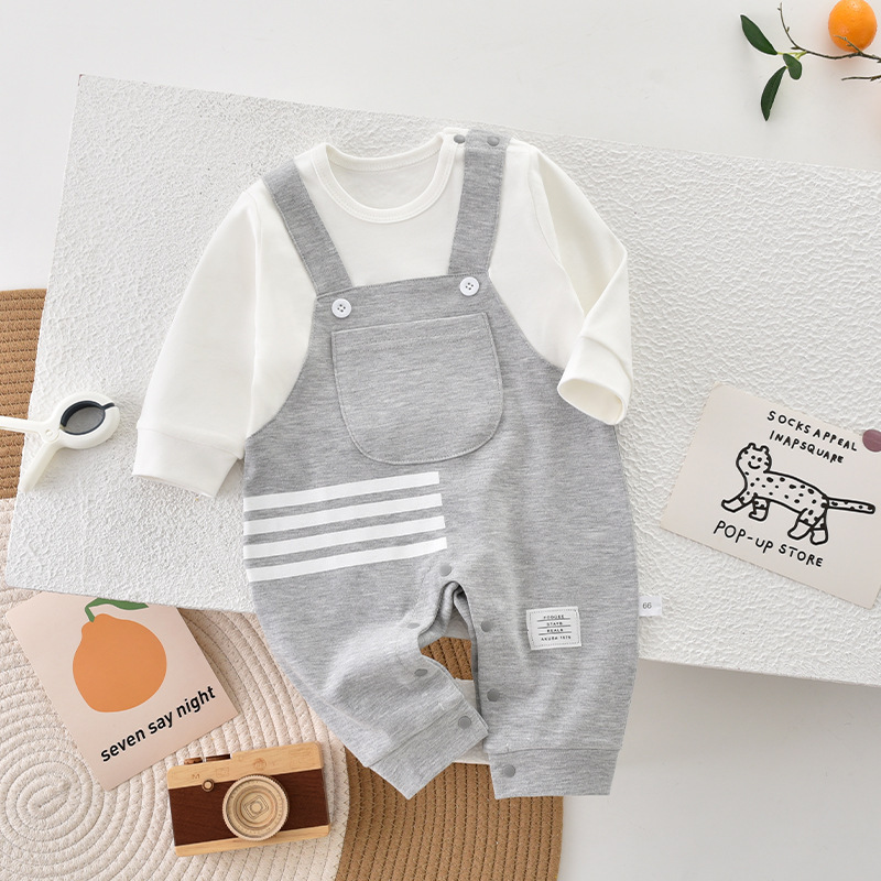 Baby Romper, Academic Style, Super Cute and Faux Two-Piece Casual Overalls Romper