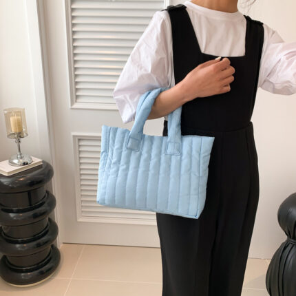 Large Capacity Simple Unique Handheld Bag Cotton Coat Shoulder Fashion Embroidery Tote Bag - Image 3