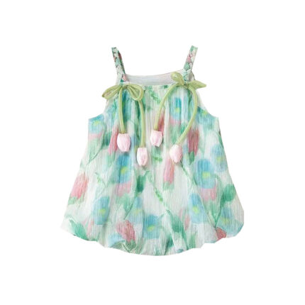 Cute Baby Girl  Romper, Thin Sleeveless Princess Style Onesie - Image 1