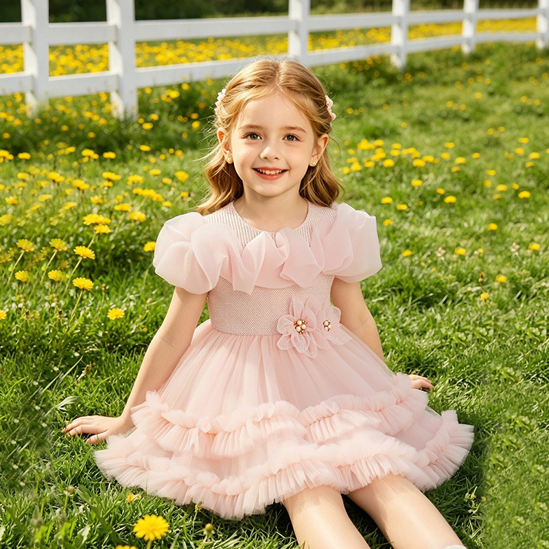 Children's fluffy mesh dress