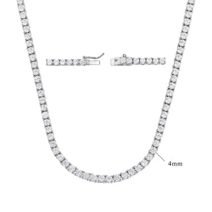 Copper Plated 18K Gold Zirconia Tennis Necklace Fashion Trendy Style Neck Chain - Image 5