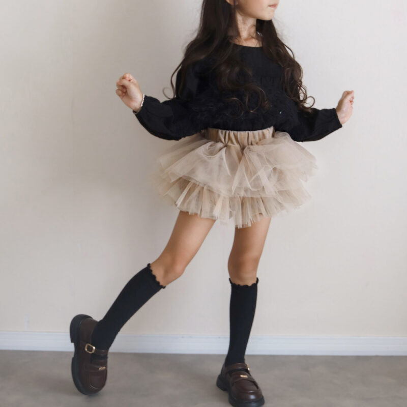 Girls' Velvet Skirt Pants, Children's Puffy Princess Dress