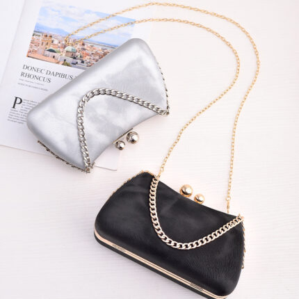 Black PU dinner minimalist handbag - Image 5