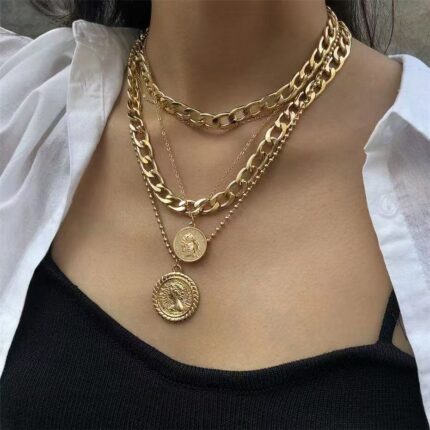 Alloy jewelry portrait layered necklace - Image 3