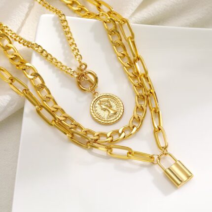 Alloy jewelry portrait layered necklace - Image 4