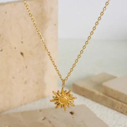 Clavicle chain fashionable and simple small sun pendant titanium steel necklace for women - Image 4