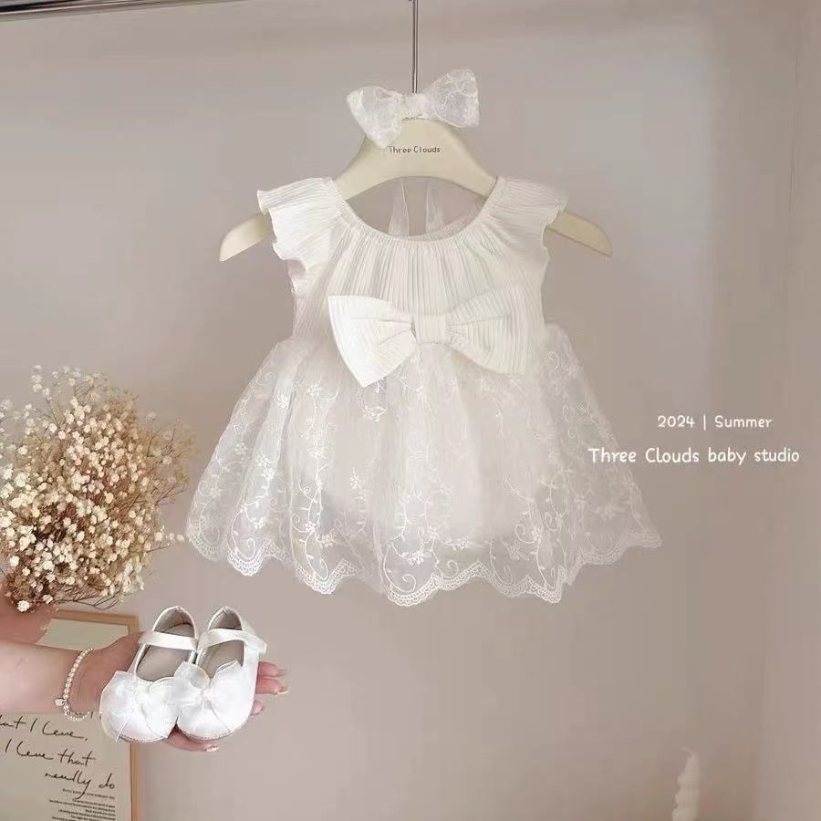 Baby Dress Romper, Thin Cotton Baby Girl Onesie - Image 3
