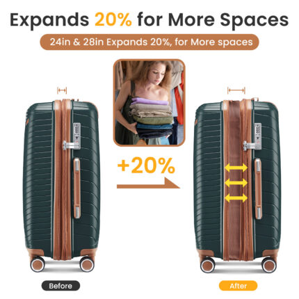 Luggage set of 4 pieces (14/20/24/28) with 4 360 degree silent rotating wheels made of PP material and durable TSA lock - Image 21