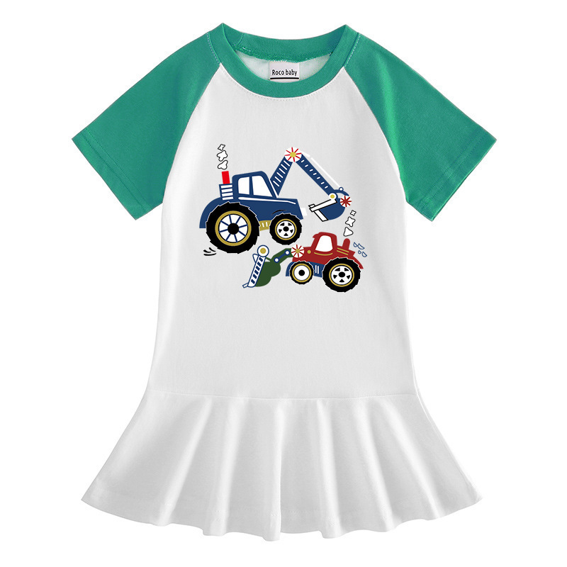 Cartoon half sleeved girls' dress