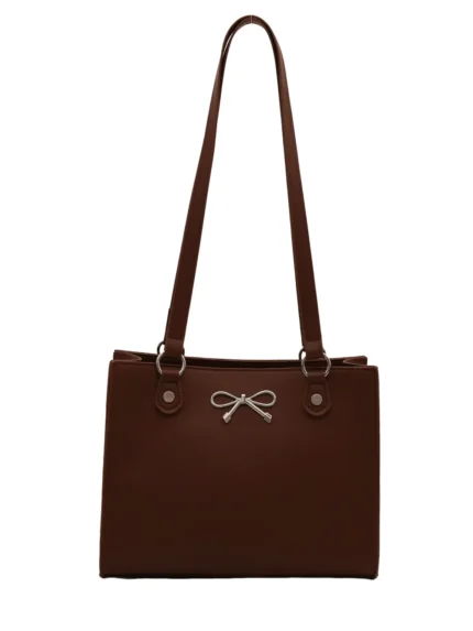 Bow PU Leather Shoulder Bag - Image 10