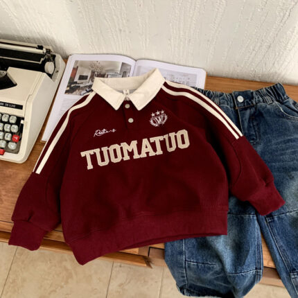 Children's clothing boys' polo shirt college style hoodie - Image 6