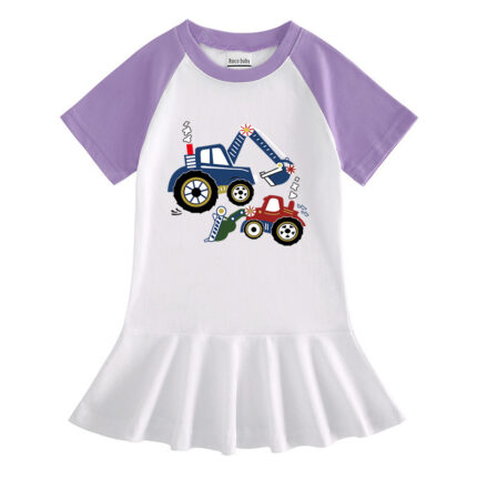 Cartoon half sleeved girls' dress - Image 3