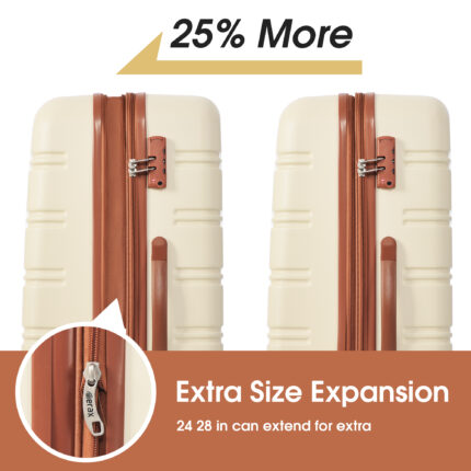 Antique White 3 Piece Luggage Set Hardside Spinner Suitcase with TSA Lock 20" 24' 28" Available - Image 4