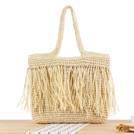 Beach Resort Chic: Handwoven Tassel Bag - Stylish, Spacious, and Versatile Crossbody Bag - Image 7