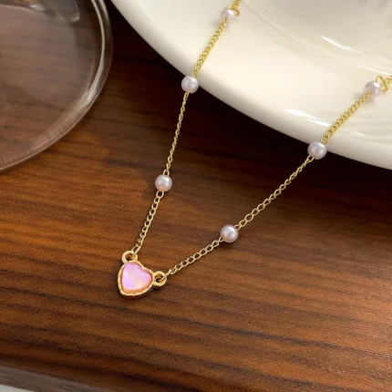 Gold Color Simple Love Heart Pendant Necklace For Women Girl Clavicle Chain Choker New Fashion Trend Jewelry Party Gifts - Image 4