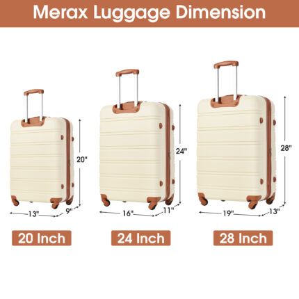 Antique White 3 Piece Luggage Set Hardside Spinner Suitcase with TSA Lock 20" 24' 28" Available - Image 5