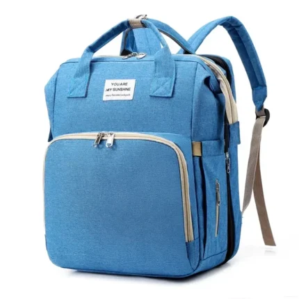 New Outdoor Folding Bag with Baby Can Sleep Mommy Bag Multi-functional Bottle Backpack Diaper Backpack - Image 11