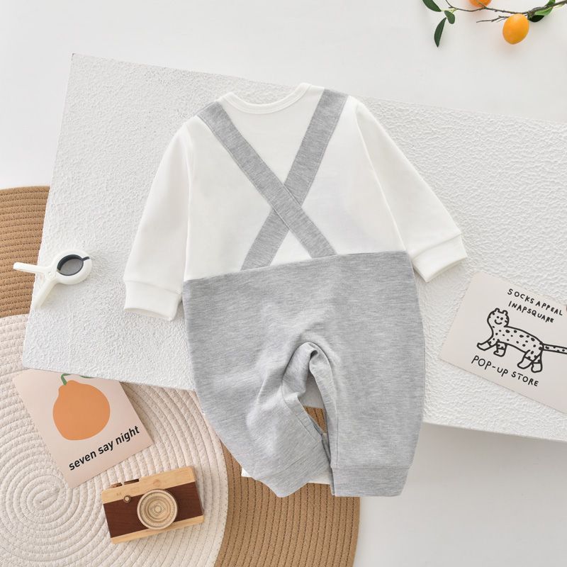 Baby Romper, Academic Style, Super Cute and Faux Two-Piece Casual Overalls Romper