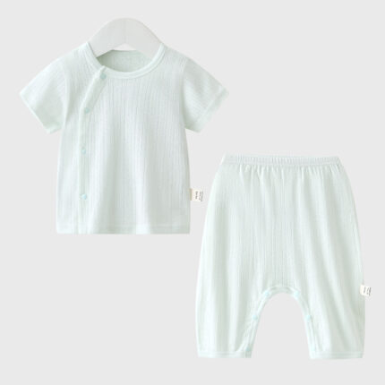 Baby Short Sleeve Long Pants Separated Set Lightweight Pure  Wear Top and Pants Two-Piece - Image 2
