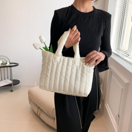 Large Capacity Simple Unique Handheld Bag Cotton Coat Shoulder Fashion Embroidery Tote Bag - Image 4