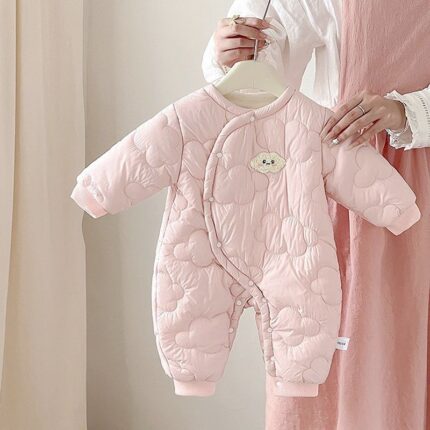 Onesie Baby Warm Bodysuit Newborn Cotton Coat Fleece Lined Thickened Outerwear Crawling Suit - Image 5