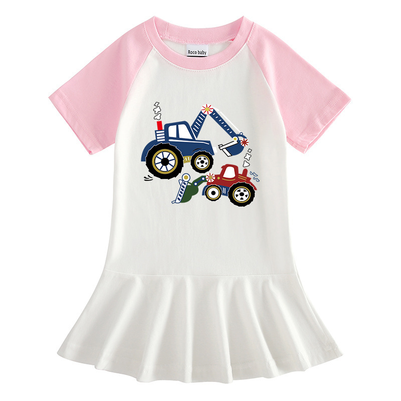 Cartoon half sleeved girls' dress