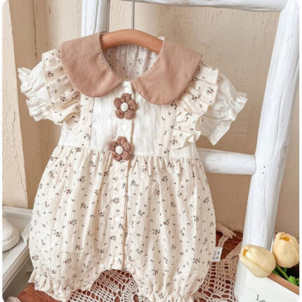 Lightweight Romper for Baby Girls, Short Sleeve - Image 3