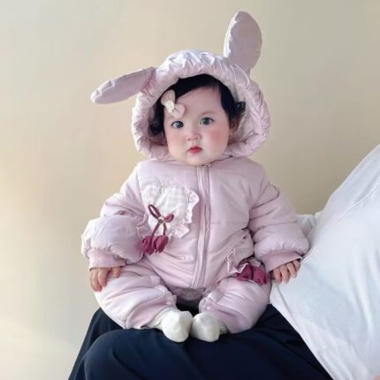 Romper Baby Fleece Coat Princess Stylish Winter Outfit Outerwear - Image 1