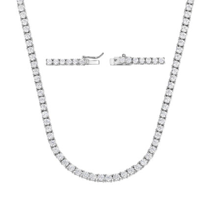 Copper Plated 18K Gold Zirconia Tennis Necklace Fashion Trendy Style Neck Chain - Image 6