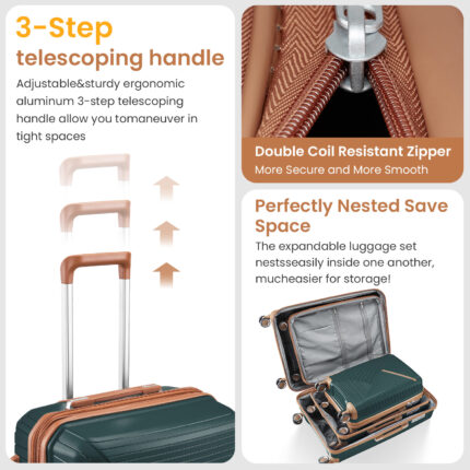 Luggage set of 4 pieces (14/20/24/28) with 4 360 degree silent rotating wheels made of PP material and durable TSA lock - Image 16