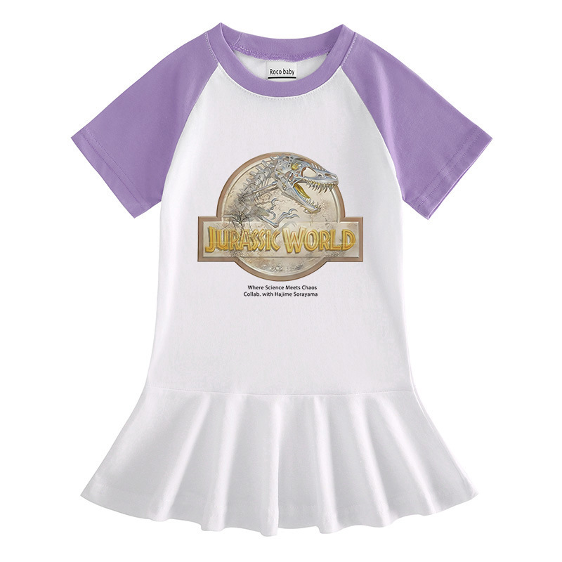 Children's cartoon half sleeved girls' dress