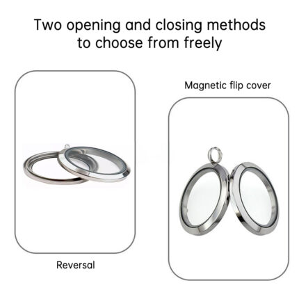 20mm/25mm/30mm Glass Floating Lockets Pendant Stainless Steel Magnetic Twist Closure Jewelry - Image 3