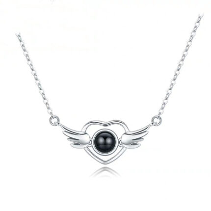 100 Languages I Love You Necklace Tiktok Net Red Same Angel Wings Projection Custom Angel Wings Pendant - Image 4