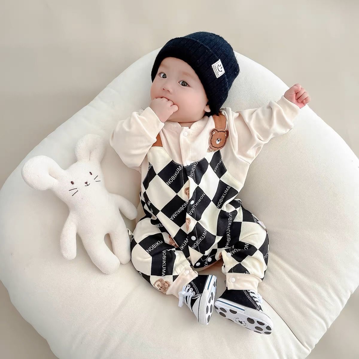 Boys' Faux Two-Piece Long Sleeve Romper Outfit - Image 6