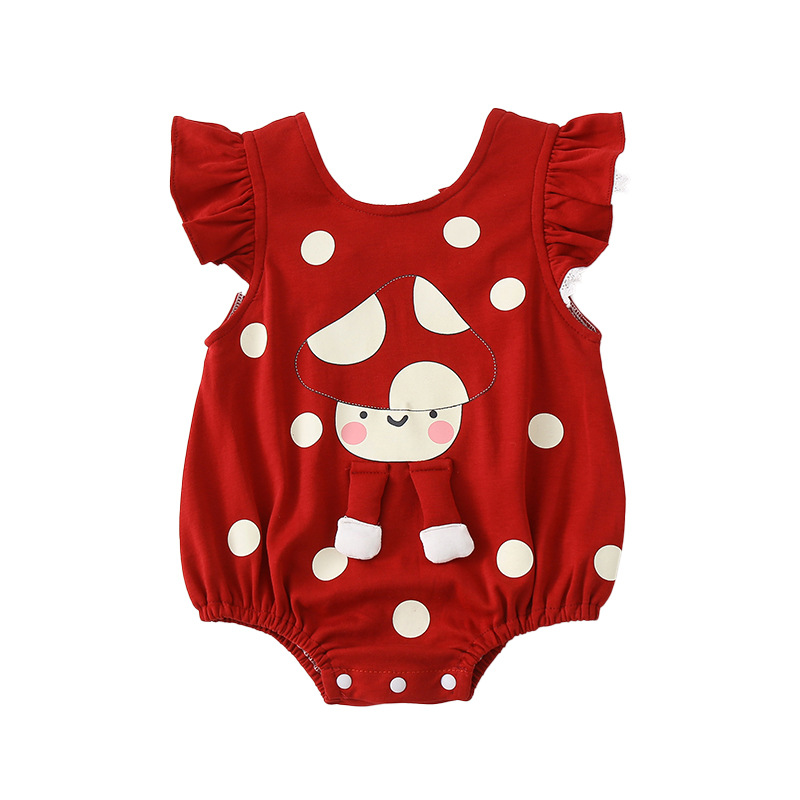 Infant Romper Cartoon Print Sleeveless Triangular Bodysuit 1st Birthday Girl Cute Onesie