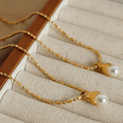Titanium Steel Pearl Pendant Necklace - Image 3