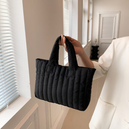 Large Capacity Simple Unique Handheld Bag Cotton Coat Shoulder Fashion Embroidery Tote Bag - Image 2