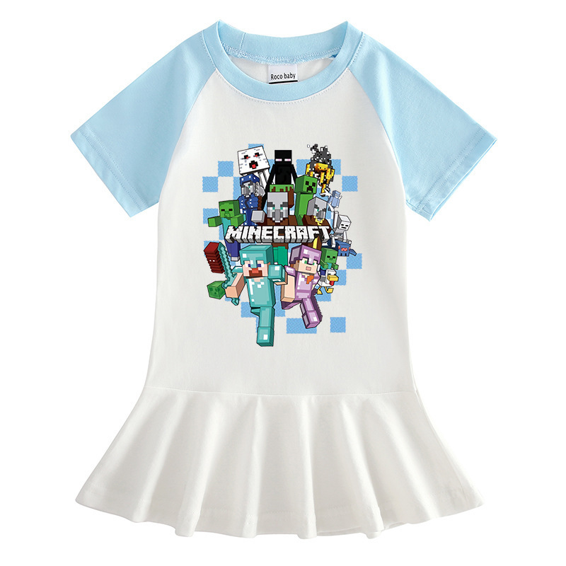 Children's cartoon half sleeved girls' dress