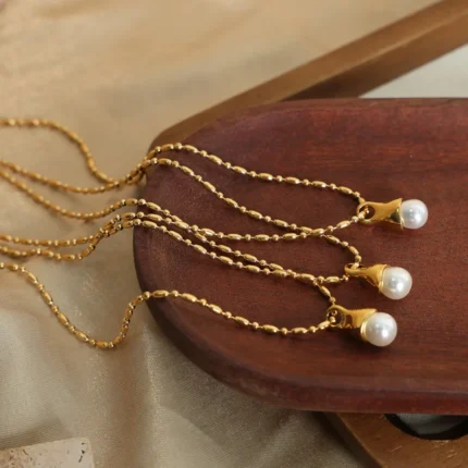 Titanium Steel Pearl Pendant Necklace - Image 5
