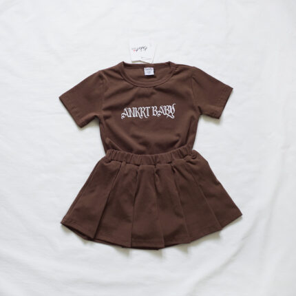 Kids Outfits for Girls, School Style Dress Set, Short Sleeve T-Shirt with Puffy Tennis Skirt - Image 7
