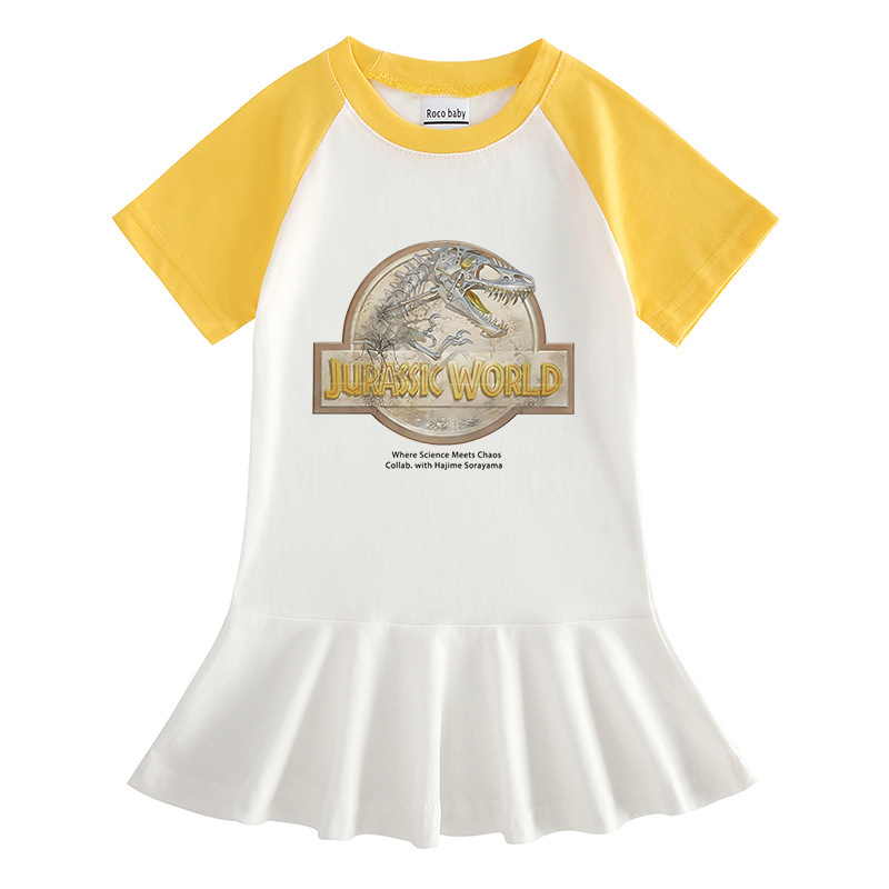 Children's cartoon half sleeved girls' dress