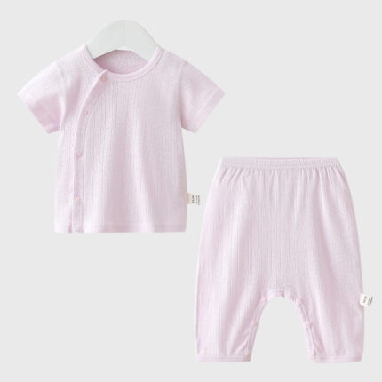 Baby Short Sleeve Long Pants Separated Set Lightweight Pure  Wear Top and Pants Two-Piece - Image 4
