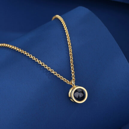 Necklace, a pair of men's and women's engraved photos, projection, I love you pendant, collarbone chain - Image 8