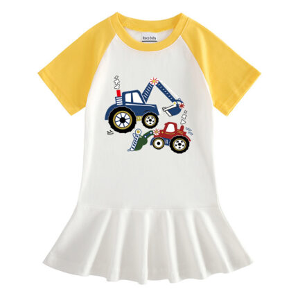 Cartoon half sleeved girls' dress - Image 2